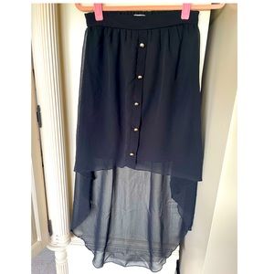🦩High low black chiffon midi skirt